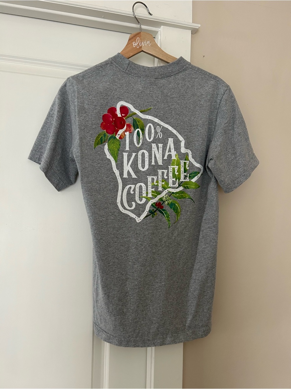 Kona Coffee Crewneck Short-Sleeve Women’s T-Shirt, Gray